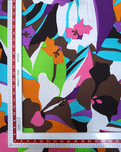 MULTICOLOR ABSTRACT DESIGN PRINTED RAYON FABRIC