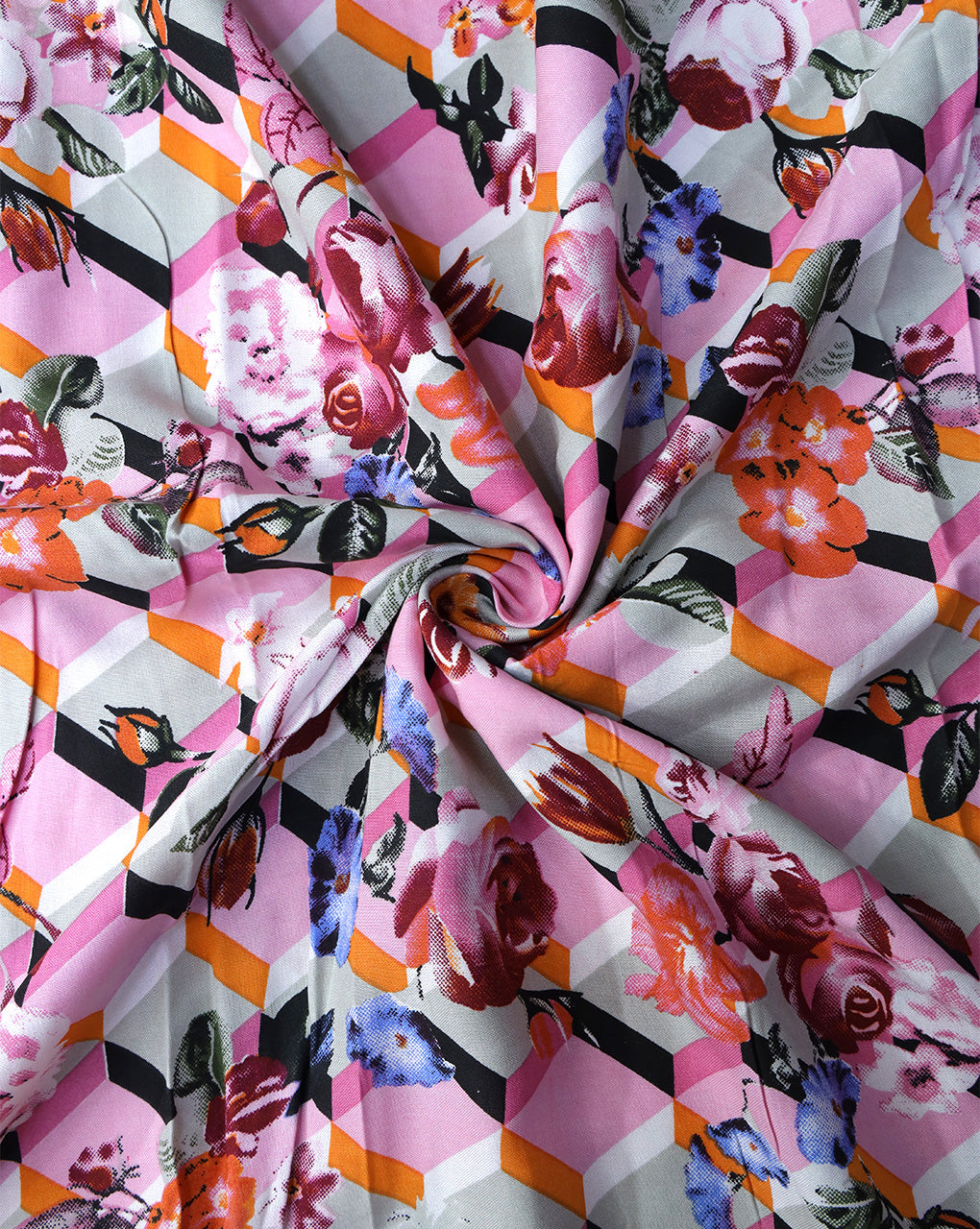 MULTICOLOR FLORAL DESIGN PRINTED RAYON FABRIC