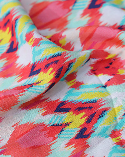 MULTICOLOR ABSTRACT DESIGN PRINTED RAYON FABRIC