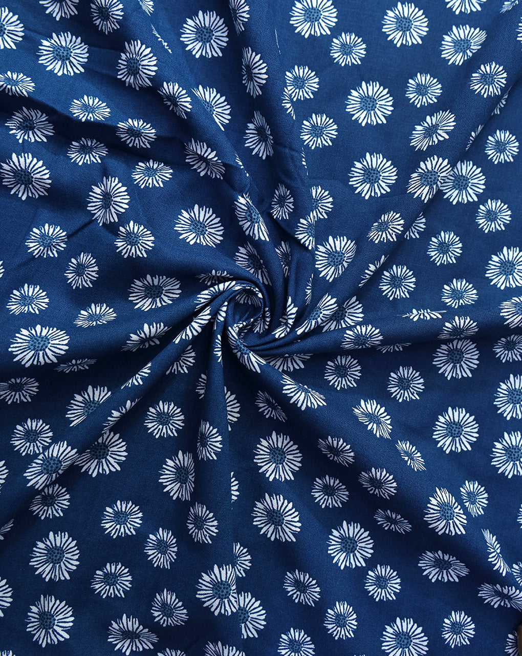 DARK BLUE FLORAL DESIGN PRINTED RAYON FABRIC