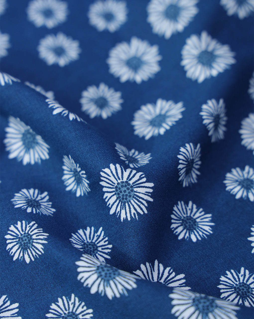 DARK BLUE FLORAL DESIGN PRINTED RAYON FABRIC