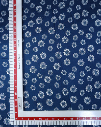 DARK BLUE FLORAL DESIGN PRINTED RAYON FABRIC