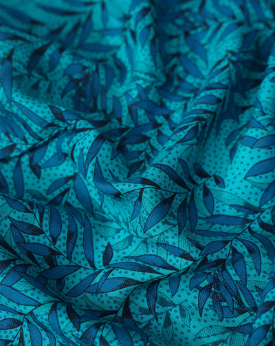 MULTICOLOR LEAFS DESIGN PRINTED RAYON FABRIC