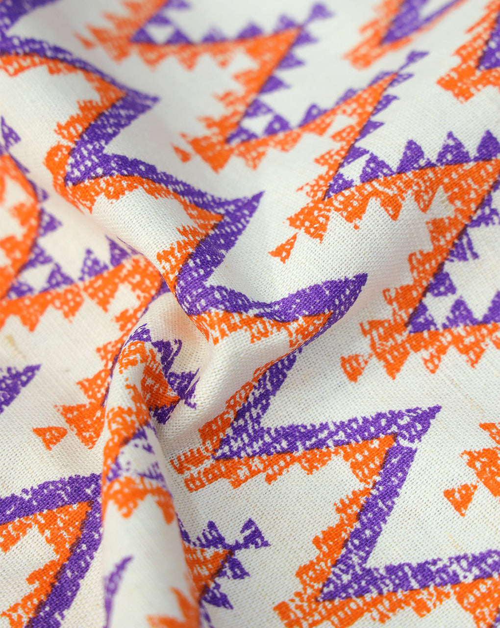 MULTICOLOR ZIG ZAG DESIGN COTTON LINEN PRINTED FABRIC