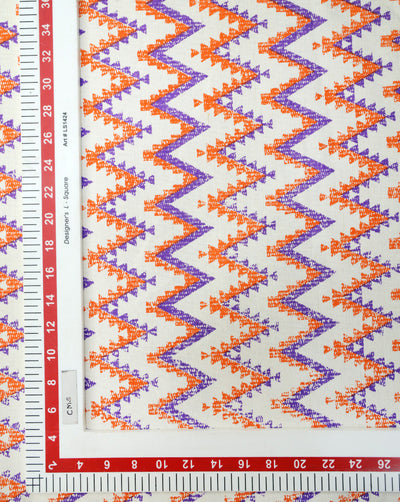 MULTICOLOR ZIG ZAG DESIGN COTTON LINEN PRINTED FABRIC