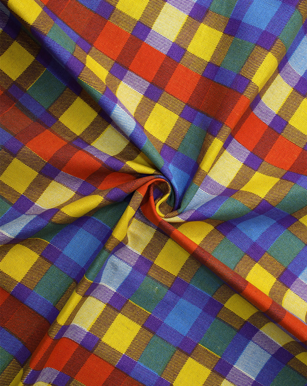 MULTICOLOR CHECKS DESIGN COTTON LINEN PRINTED FABRIC