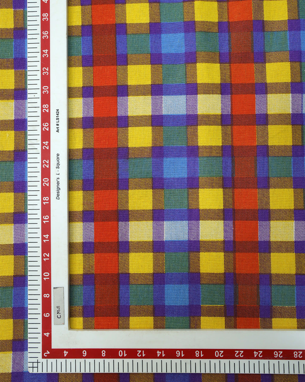 MULTICOLOR CHECKS DESIGN COTTON LINEN PRINTED FABRIC