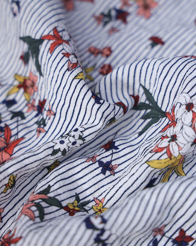 COTTON POLYESTER CREPE BLENDED PRINTED FABRIC