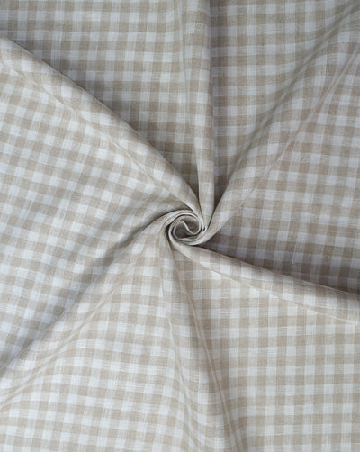 BEIGE CHECKS DESIGN LINEN SHIRTING FABRIC