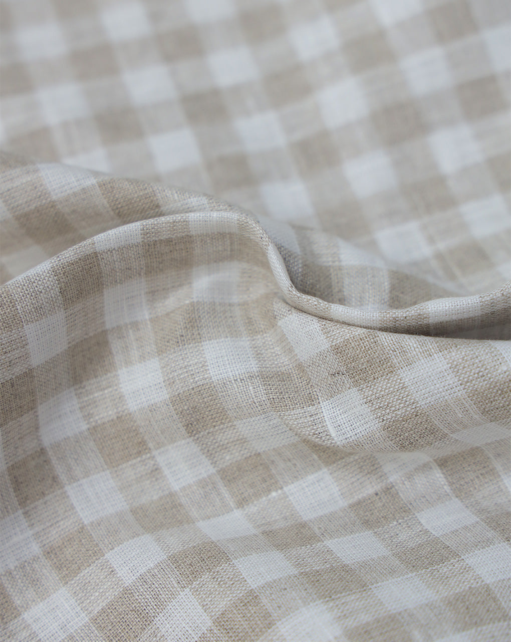 BEIGE CHECKS DESIGN LINEN SHIRTING FABRIC