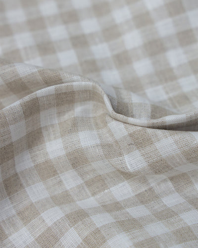 BEIGE CHECKS DESIGN LINEN SHIRTING FABRIC