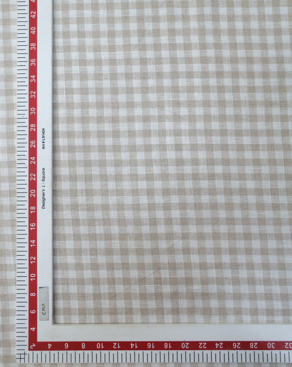 BEIGE CHECKS DESIGN LINEN SHIRTING FABRIC