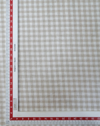 BEIGE CHECKS DESIGN LINEN SHIRTING FABRIC