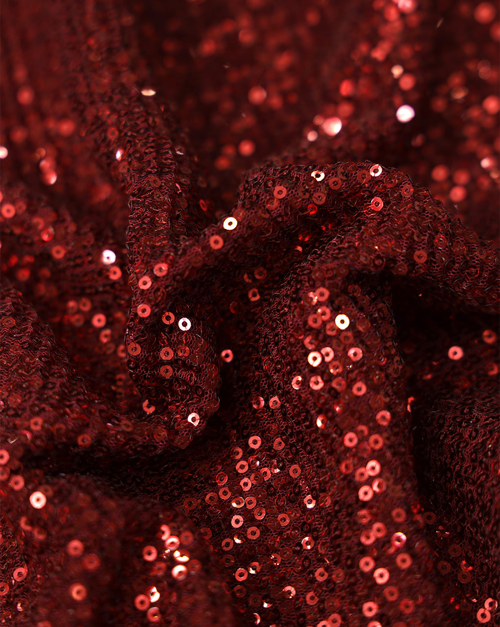 Maroon Polyester Net Sequin Fabric