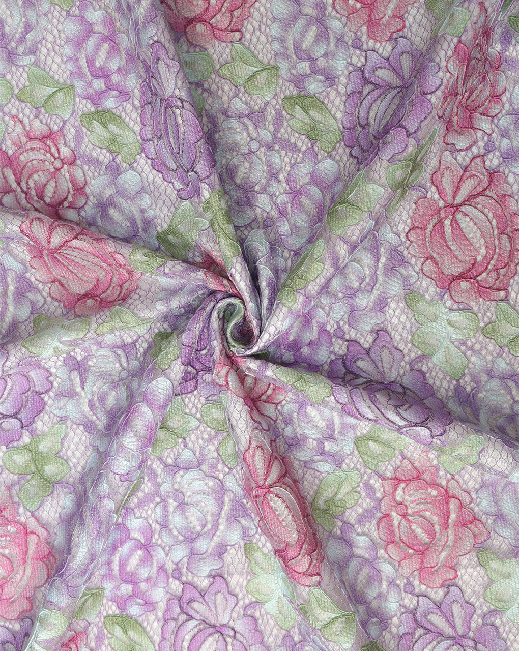 MULTICOLOR FLORAL DESIGN POLYESTER JACQUARD LACE FABRIC