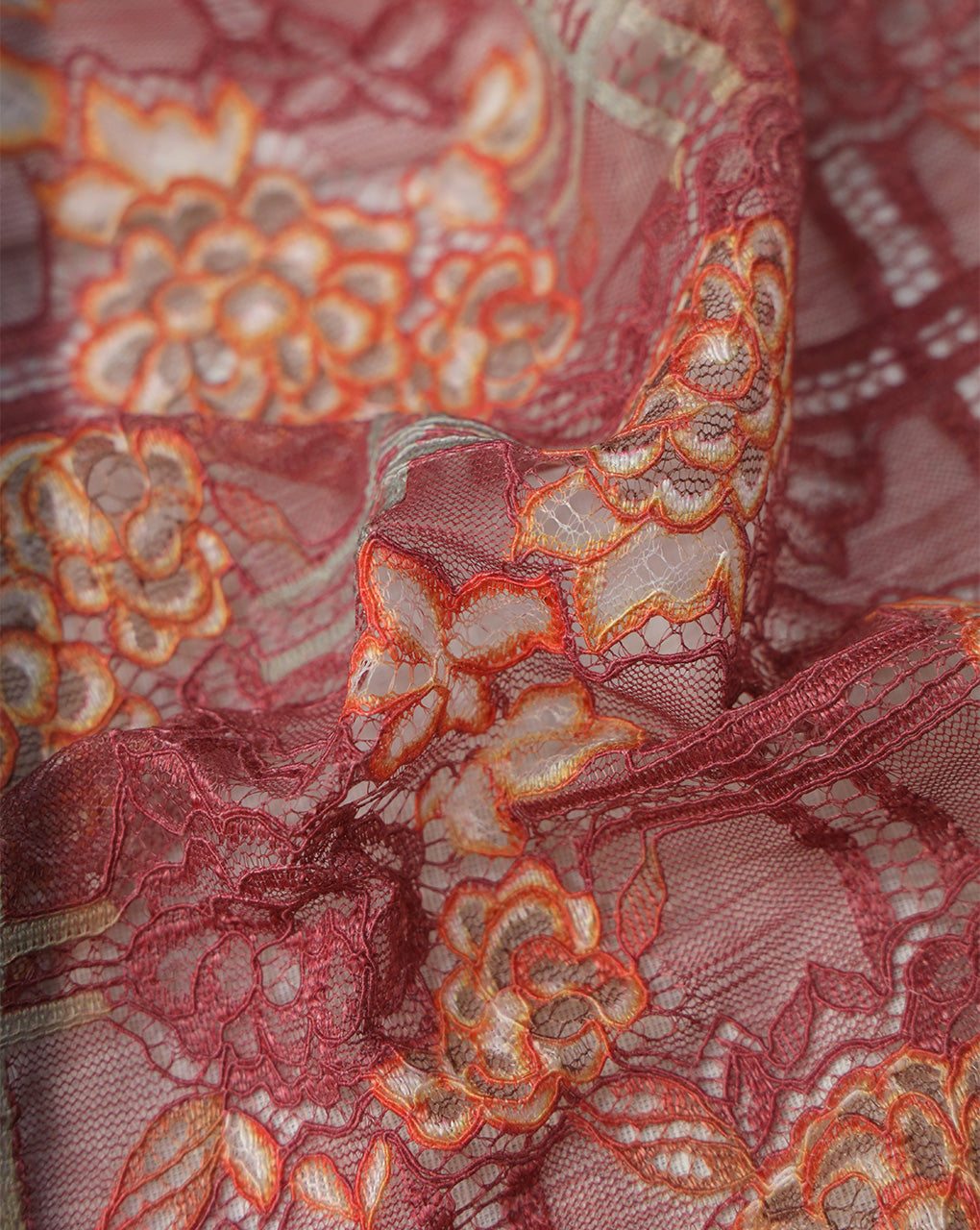 MULTICOLOR FLORAL DESIGN POLYESTER JACQUARD LACE FABRIC