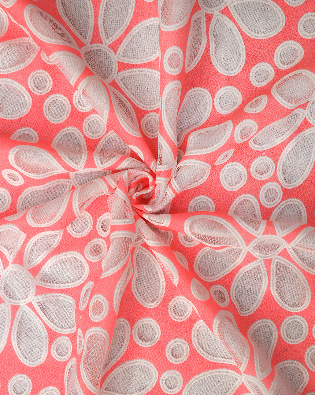 POLYESTER RUBBER PRINT LACE FABRIC