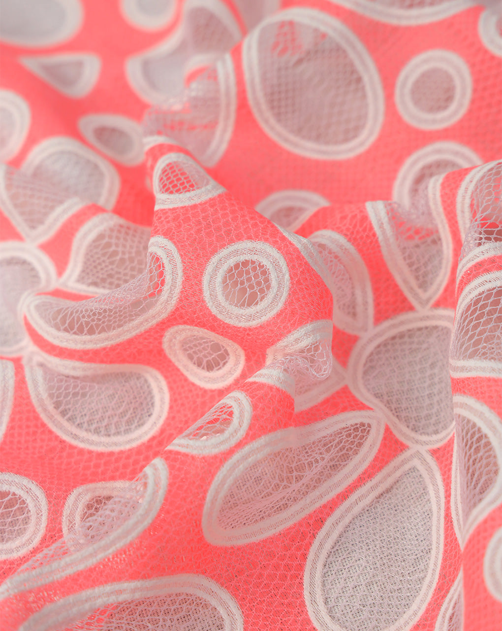 POLYESTER RUBBER PRINT LACE FABRIC