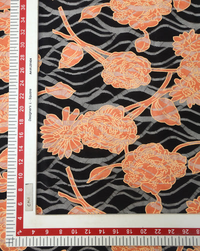 MULTICOLOR FLORAL DESIGN POLYESTER RUBBER PRINT LACE FABRIC