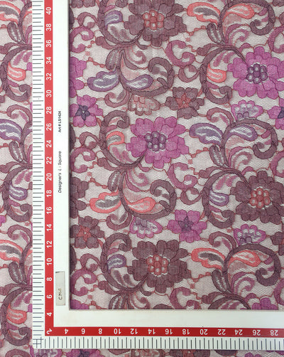 MULTICOLOR FLORAL DESIGN POLYESTER JACQUARD LACE FABRIC