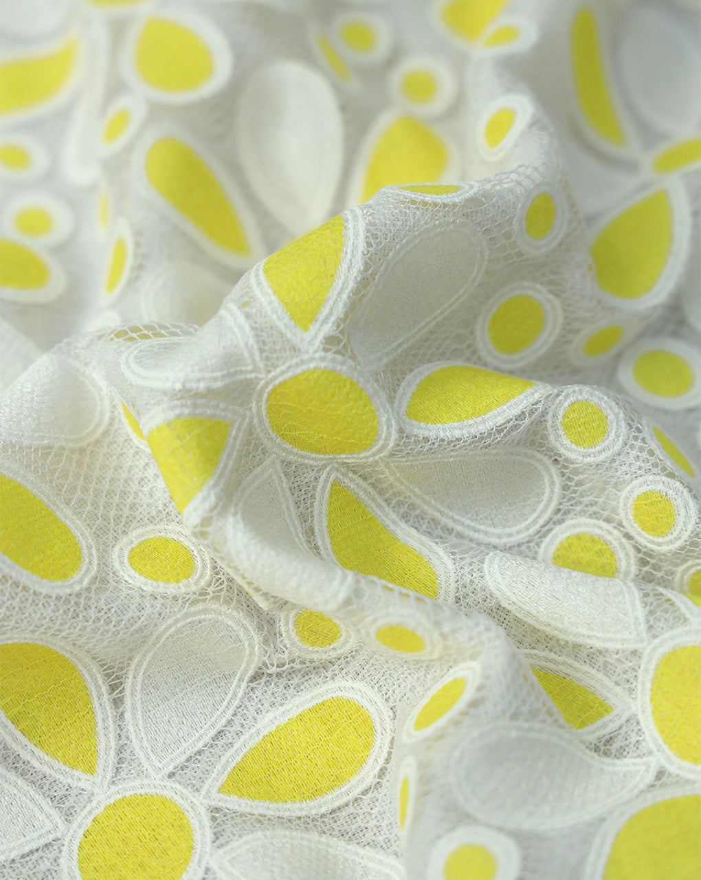 POLYESTER RUBBER PRINT LACE FABRIC