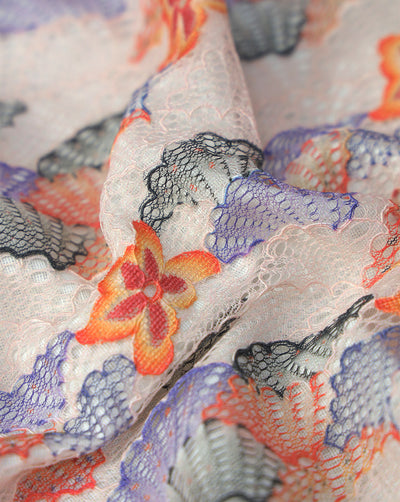 MULTICOLOR POLYESTER JACQUARD LACE FABRIC