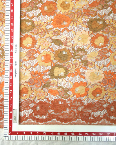 MULTICOLOR FLORAL DESIGN POLYESTER JACQUARD LACE FABRIC