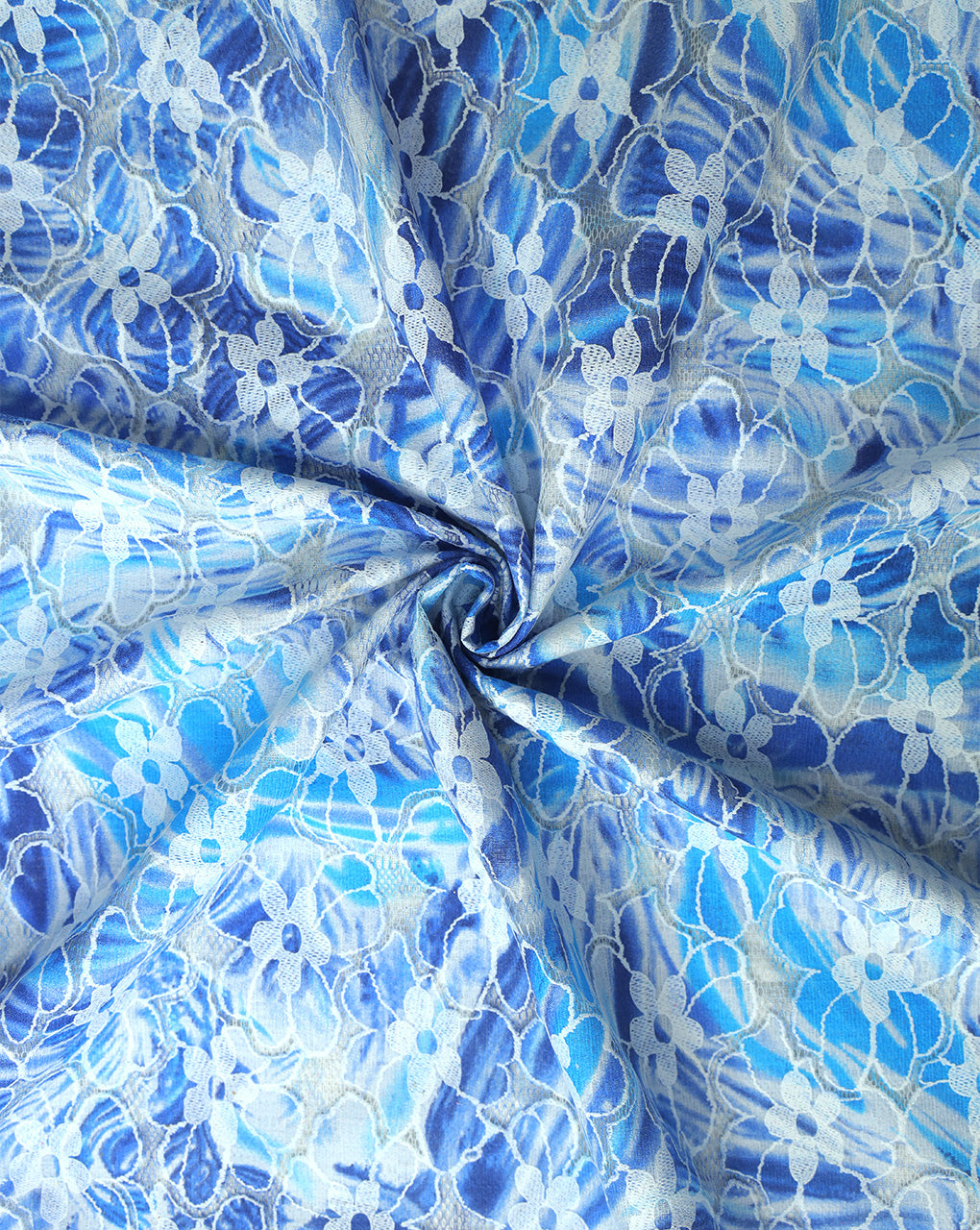 POLYESTER FLORAL DESIGN RUBBER PRINT LACE FABRIC