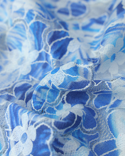 POLYESTER FLORAL DESIGN RUBBER PRINT LACE FABRIC