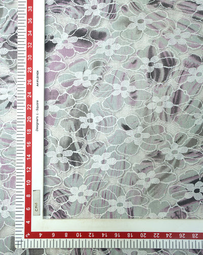 POLYESTER FLORAL DESIGN RUBBER PRINT LACE FABRIC