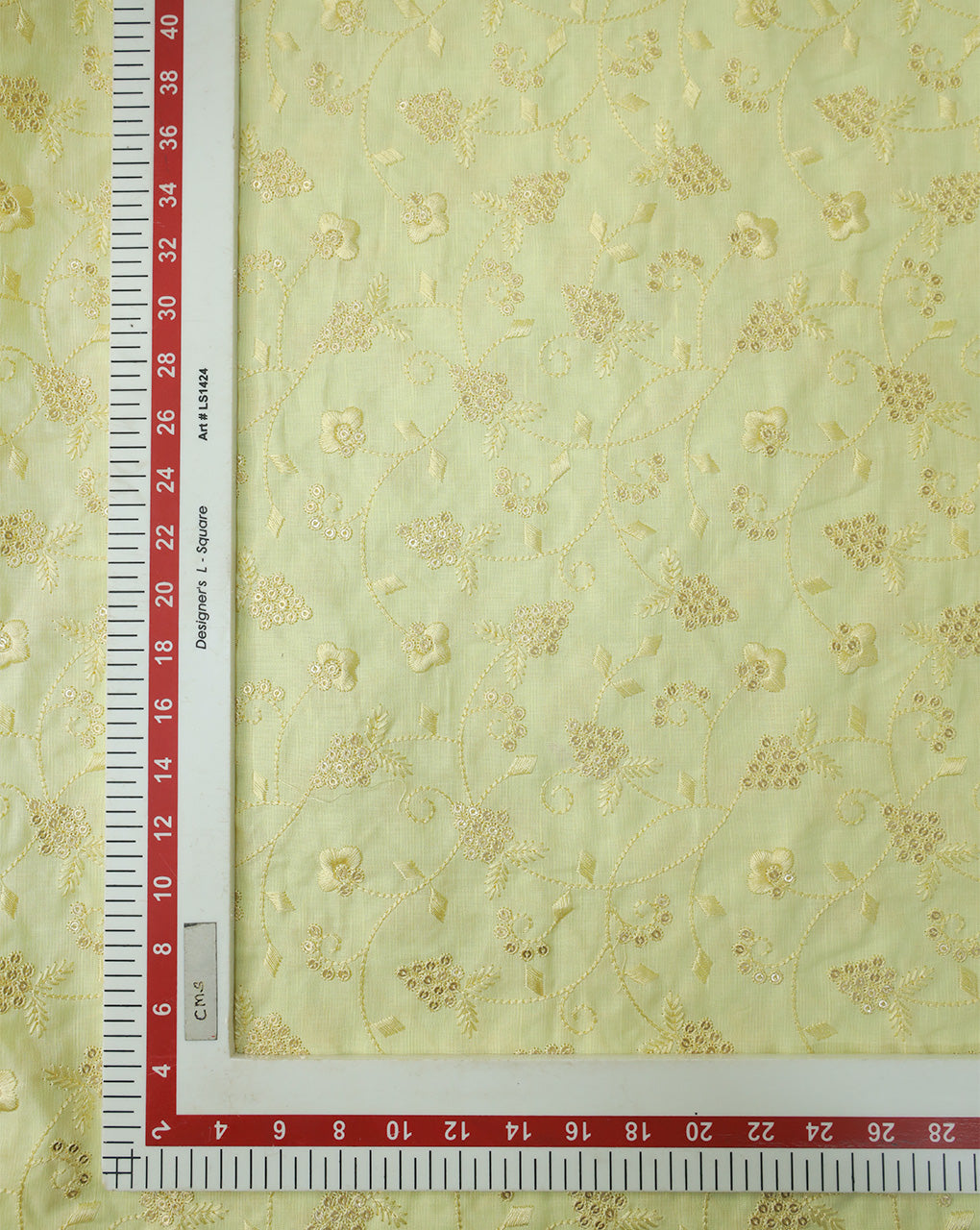 LIGHT YELLOW SMALL FLOWERS DESIGN LINEN EMBROIDERY FABRIC