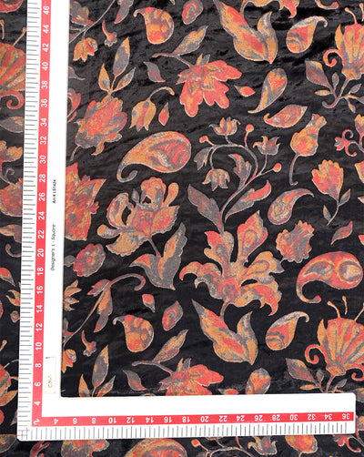 FLORAL PATTERN POLYESTER BRASSO VELVET FABRIC