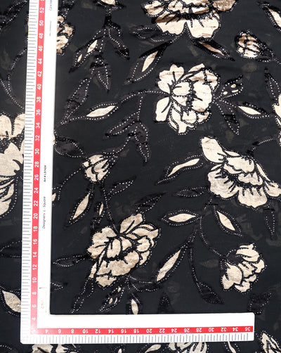 FLORAL PATTERN POLYESTER BRASSO VELVET FABRIC