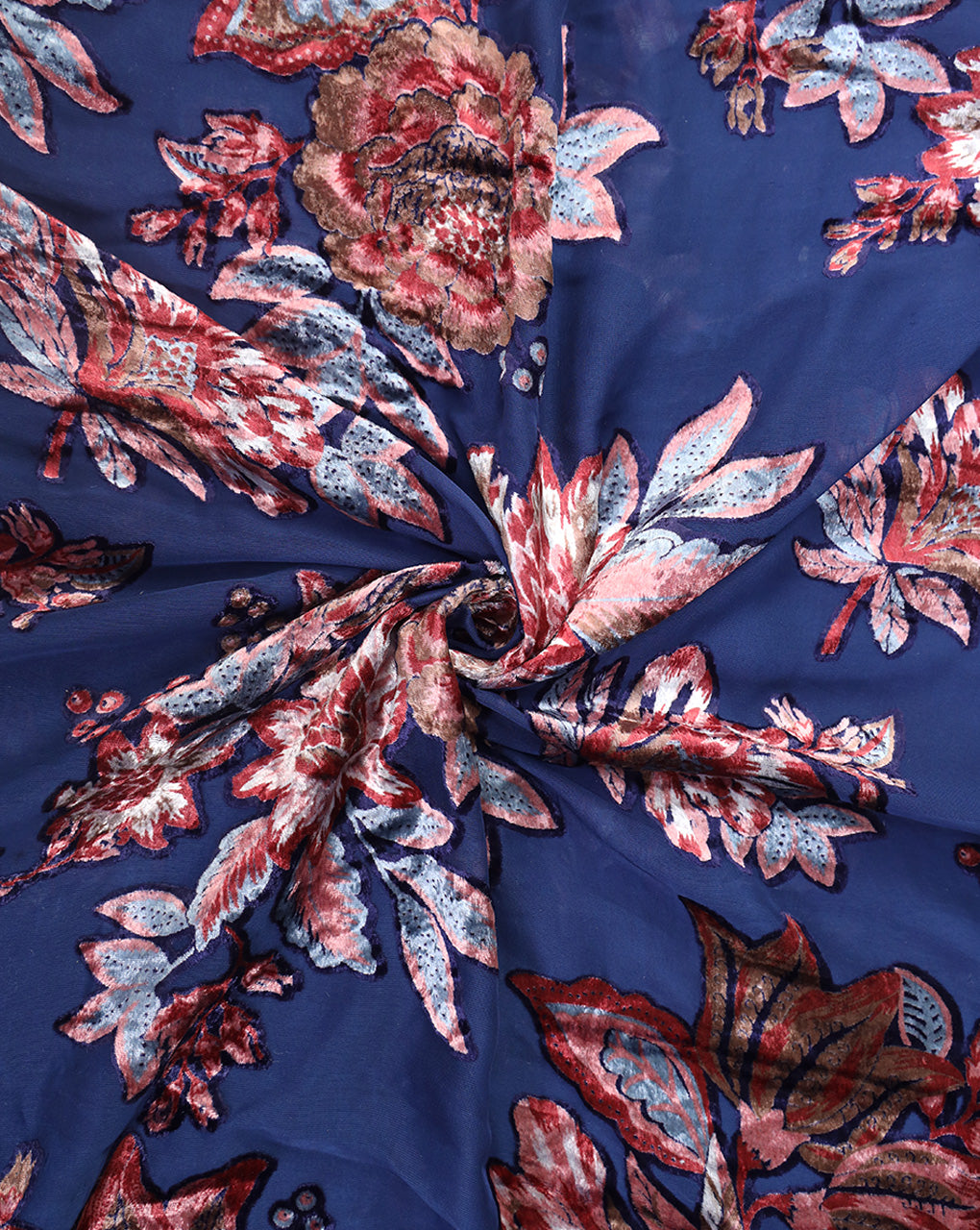 FLORAL PATTERN POLYESTER BRASSO VELVET FABRIC