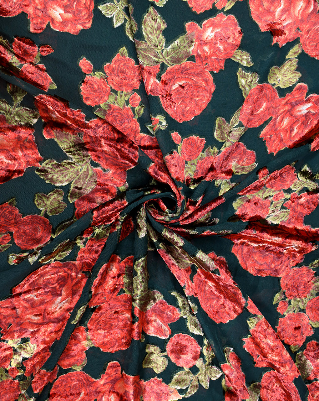 FLORAL PATTERN POLYESTER BRASSO VELVET FABRIC