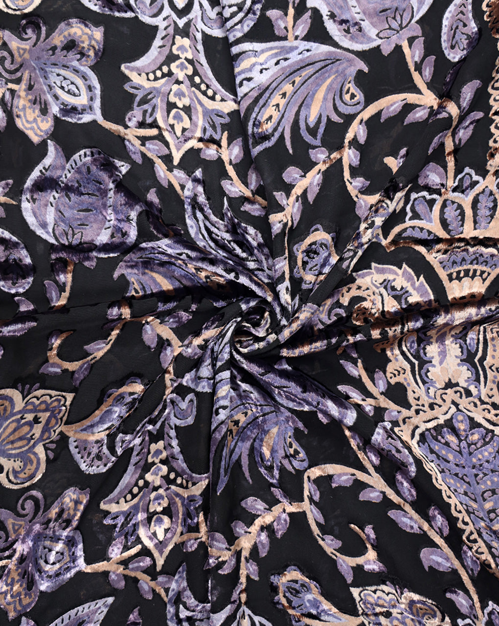 FLORAL PATTERN POLYESTER BRASSO VELVET FABRIC