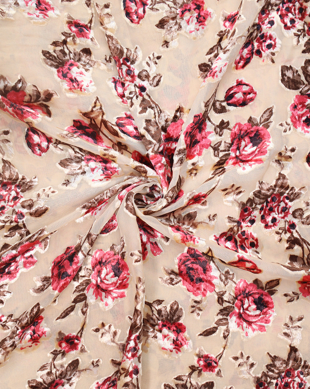 FLORAL PATTERN POLYESTER BRASSO VELVET FABRIC