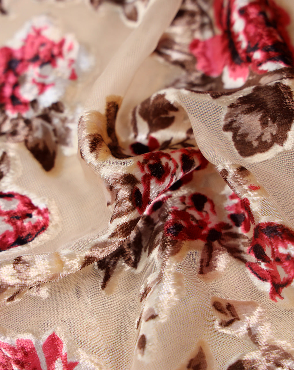 FLORAL PATTERN POLYESTER BRASSO VELVET FABRIC