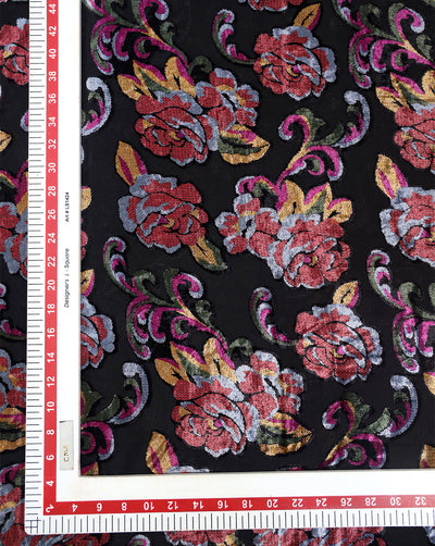 FLORAL PATTERN POLYESTER BRASSO VELVET FABRIC