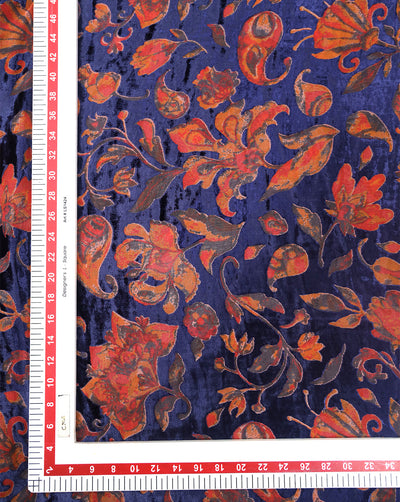 FLORAL PATTERN POLYESTER BRASSO VELVET FABRIC