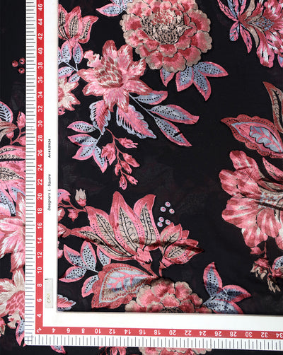 FLORAL PATTERN POLYESTER BRASSO VELVET FABRIC