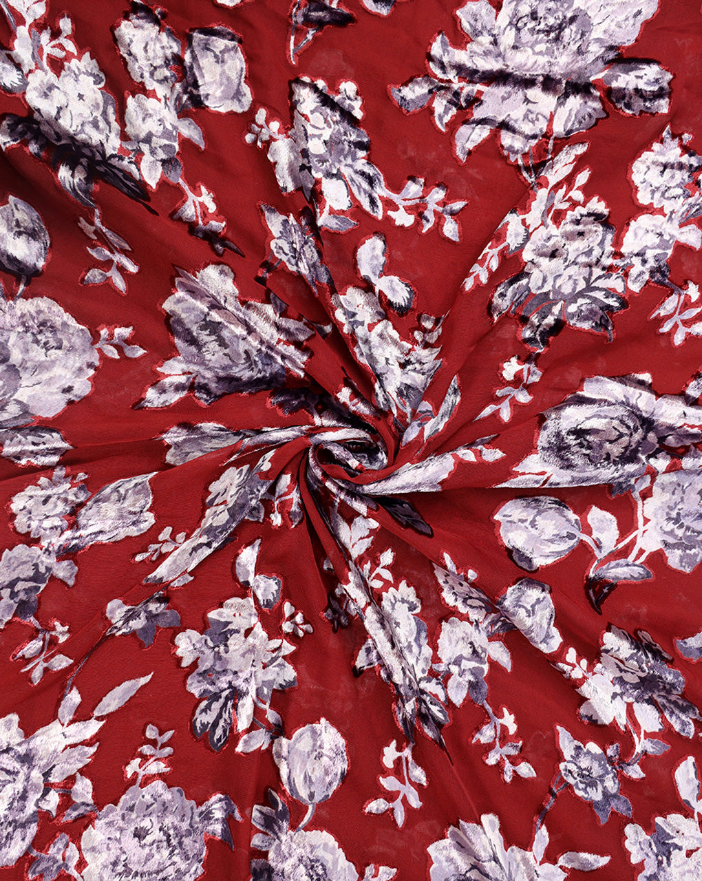 FLORAL PATTERN POLYESTER BRASSO VELVET FABRIC