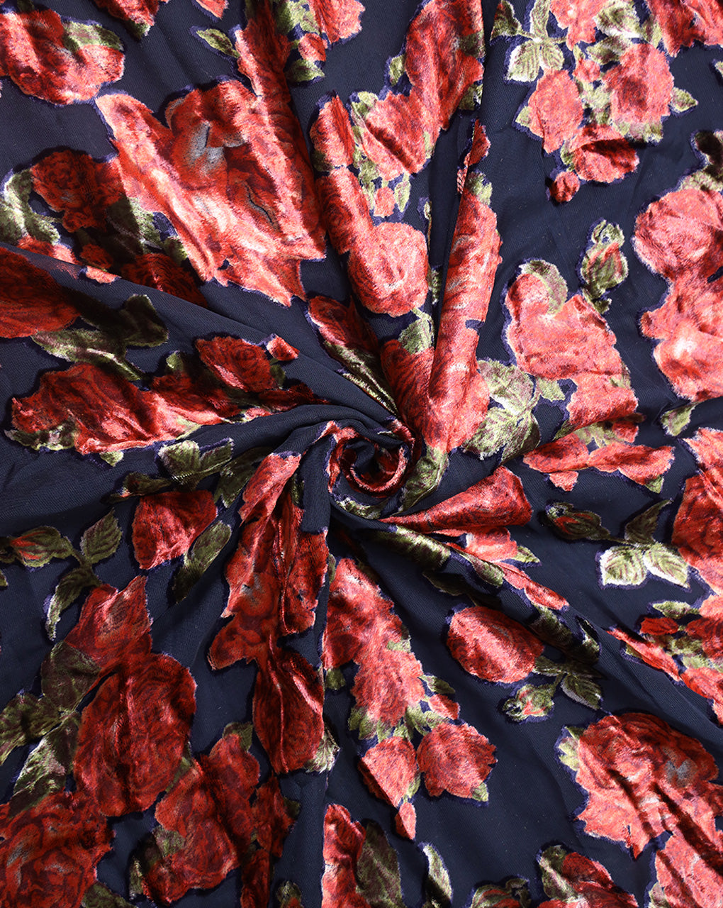 FLORAL PATTERN POLYESTER BRASSO VELVET FABRIC