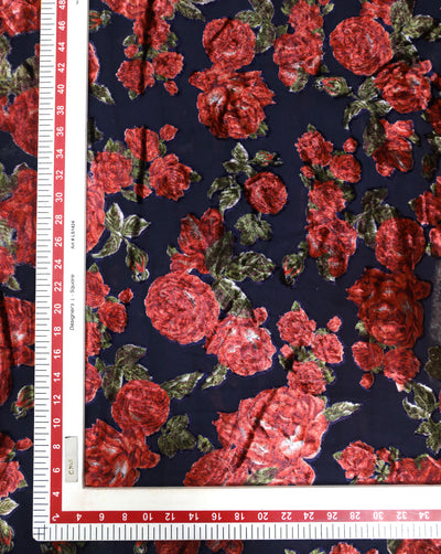 FLORAL PATTERN POLYESTER BRASSO VELVET FABRIC