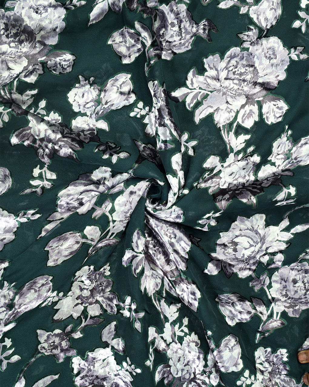 FLORAL PATTERN POLYESTER BRASSO VELVET FABRIC