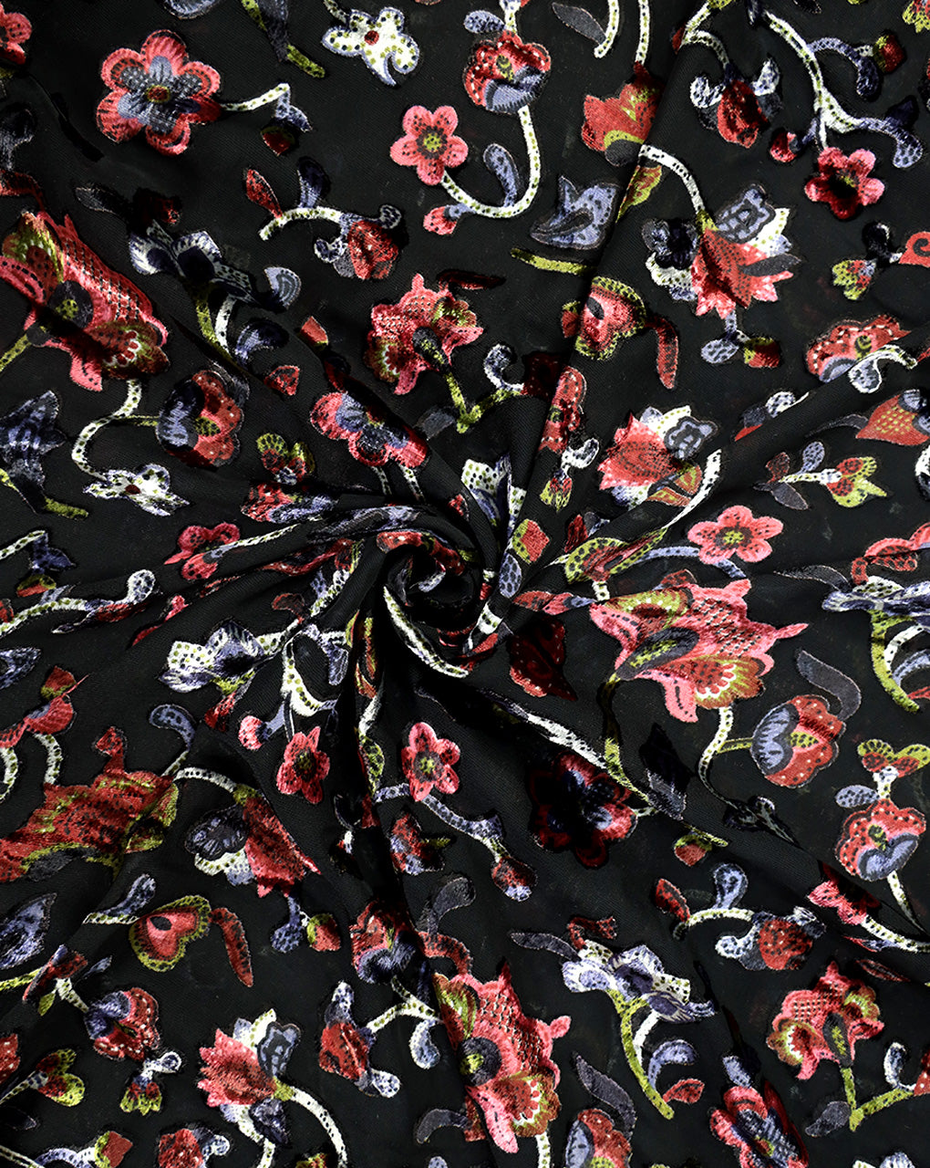 FLORAL PATTERN POLYESTER BRASSO VELVET FABRIC