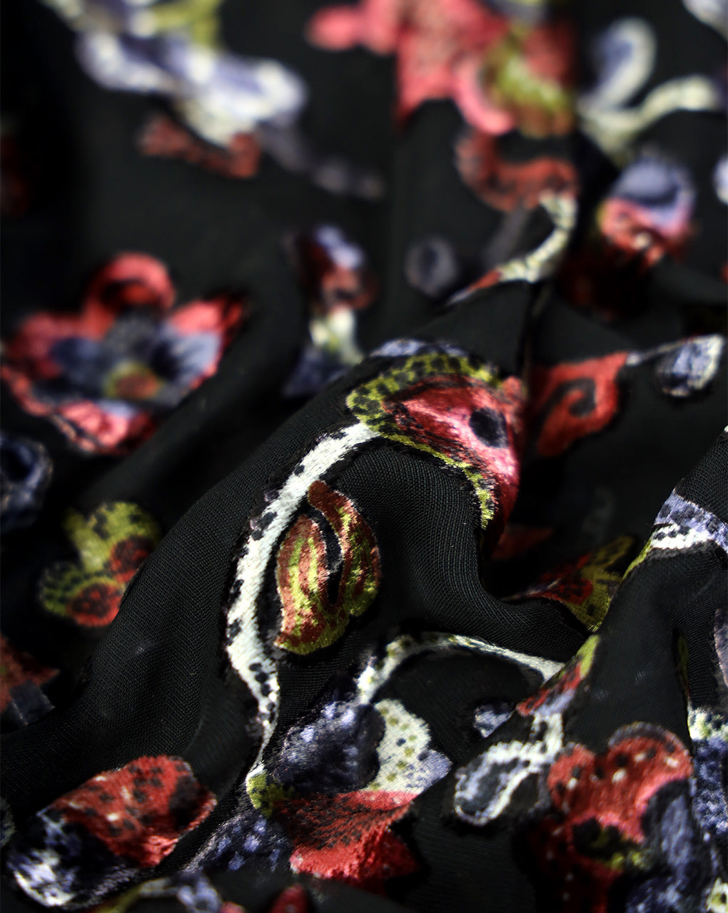 FLORAL PATTERN POLYESTER BRASSO VELVET FABRIC