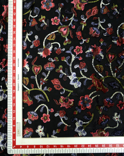 FLORAL PATTERN POLYESTER BRASSO VELVET FABRIC