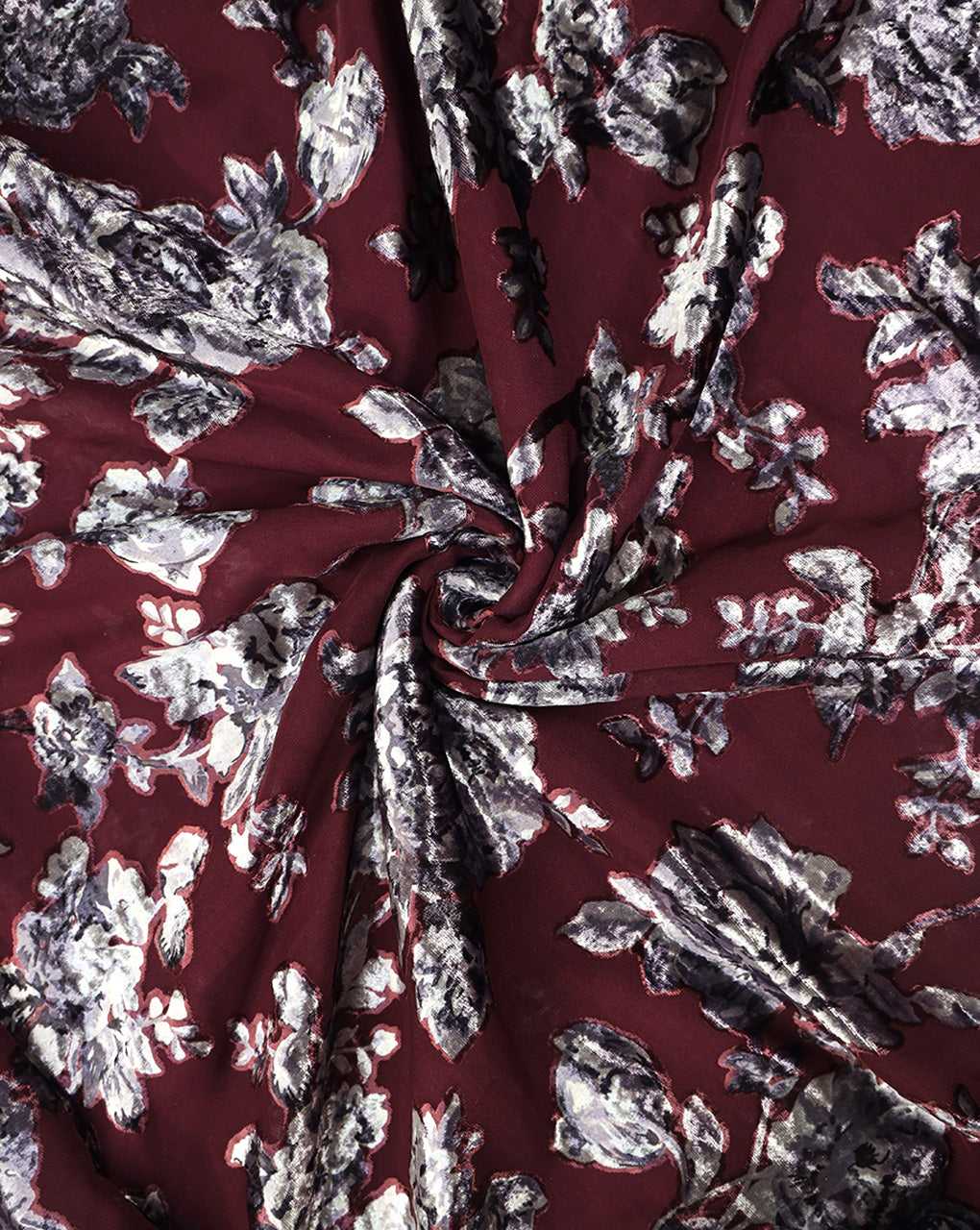 FLORAL PATTERN POLYESTER BRASSO VELVET FABRIC