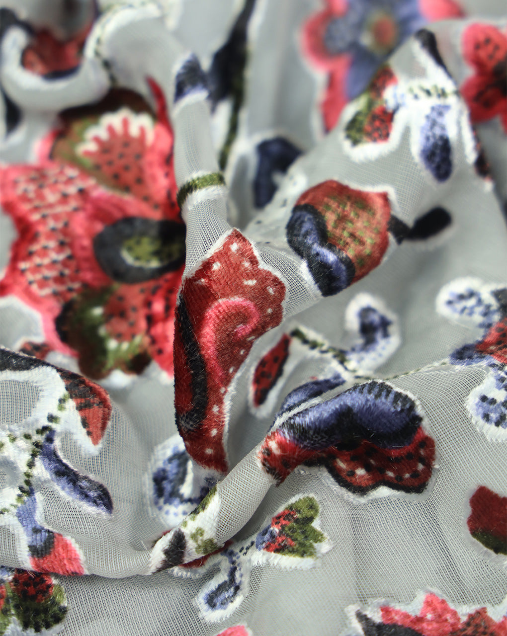 FLORAL PATTERN POLYESTER BRASSO VELVET FABRIC